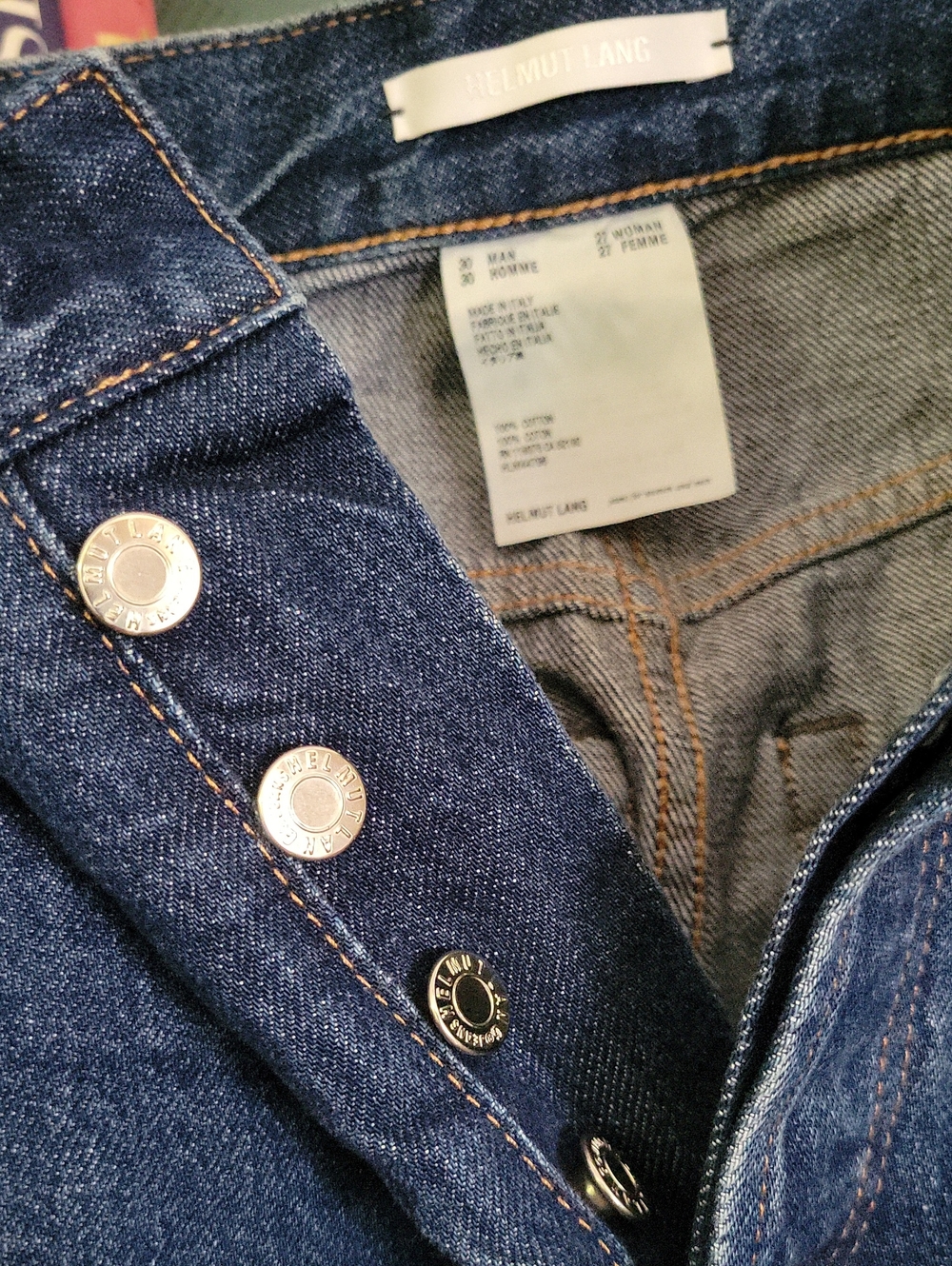 Helmut Lang Authentic Button-Front Blue Jeans Size Woman 27; Man 30, Never Worn